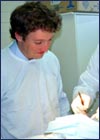 Student with light